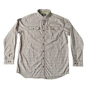Googan Squad Mens Size 2XL Performance Fishing Plaid Long Sleeve Button Down